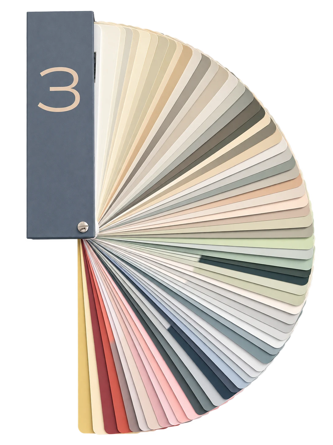 Open fan deck displaying the 140-color collection
