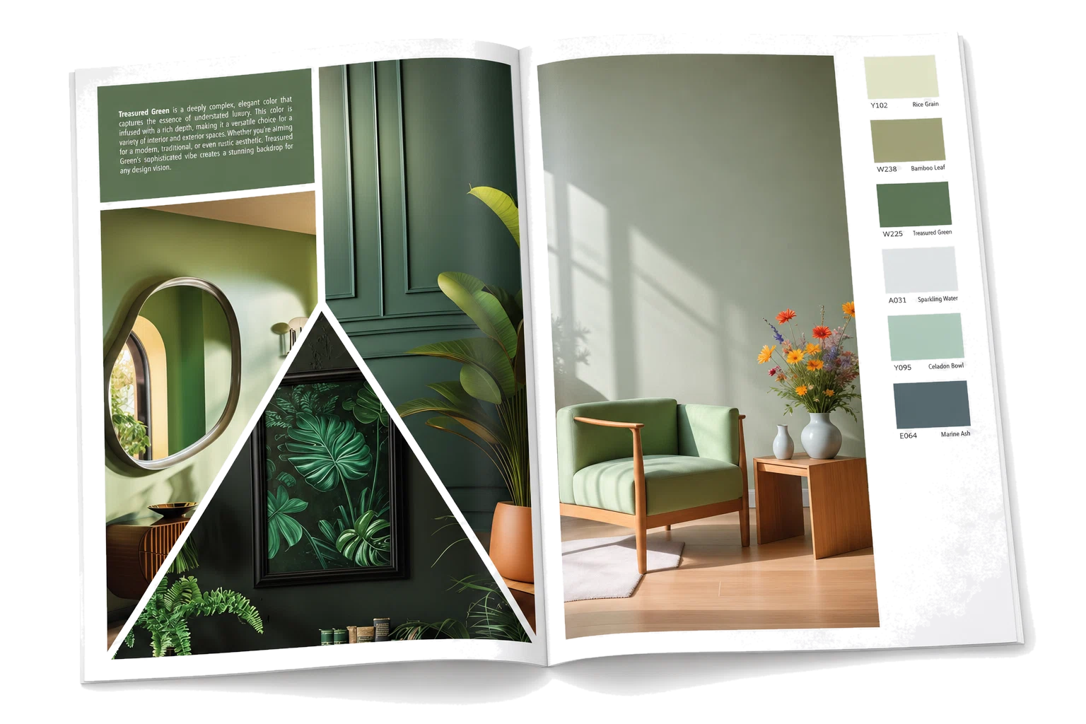 Grüne Innenraumfarben im Katalog