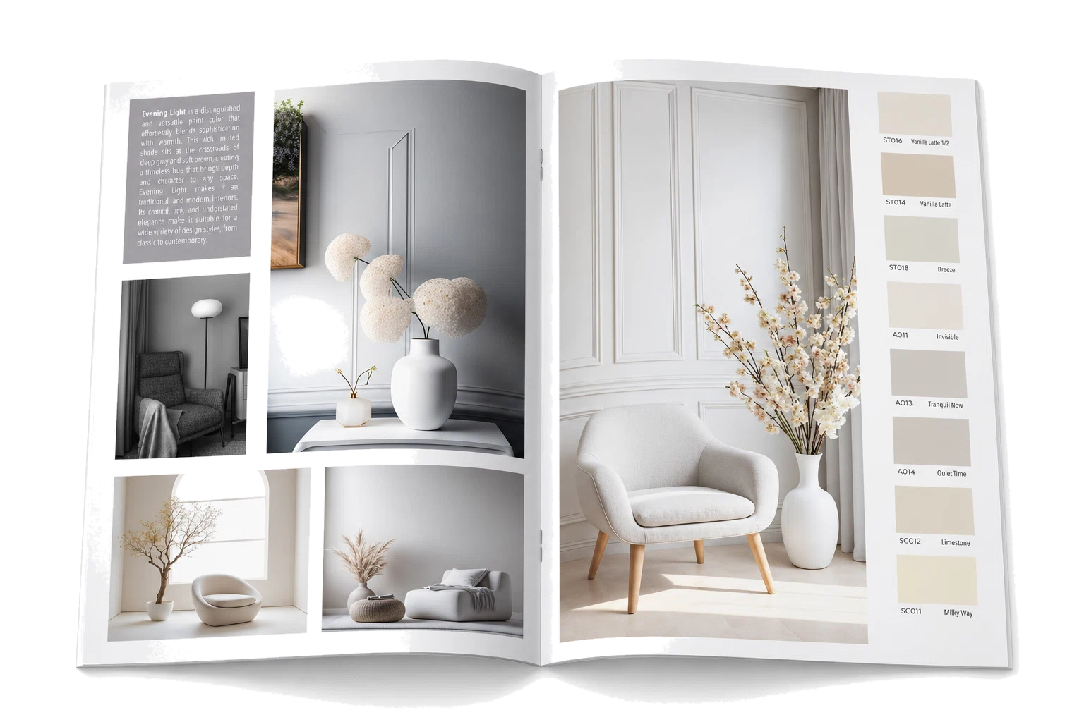 Neutrale Innenraumgestaltung im Farbkatalog