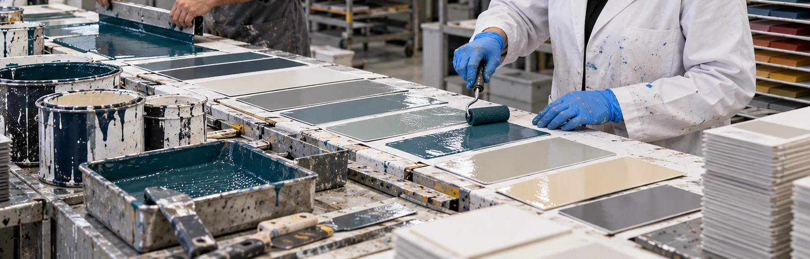 Coating application on prepared sample sheets