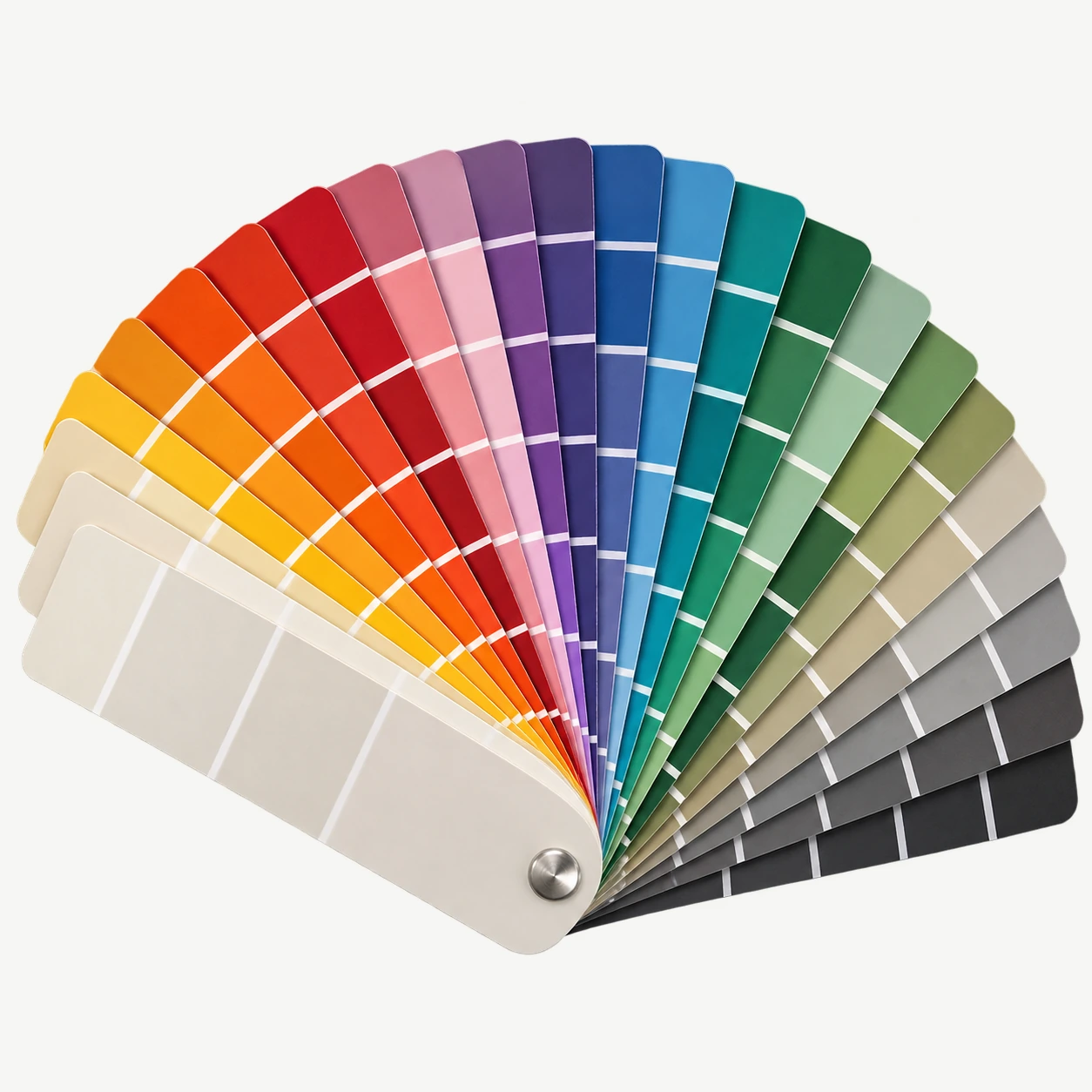 Color fan deck made from individually arranged sample leaves