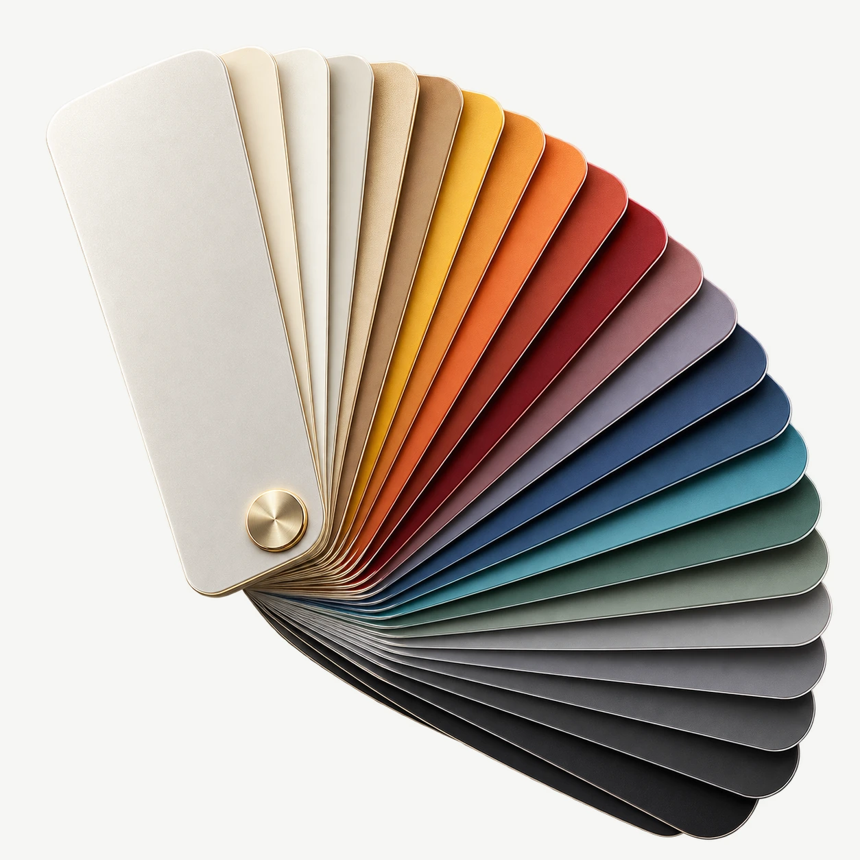 Fan deck arranged in graduated color families