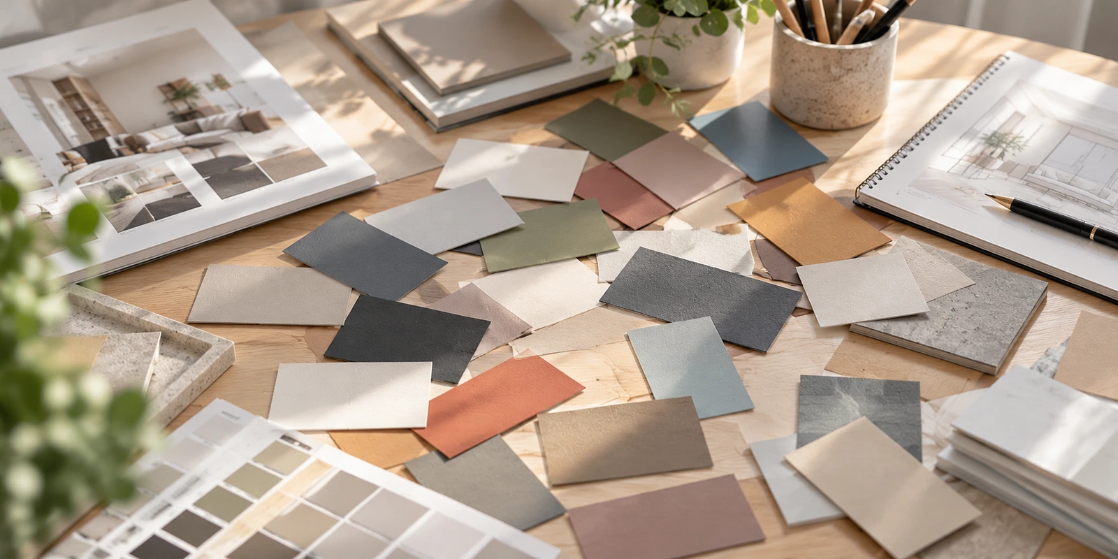 Color and finish samples prepared for visual comparison