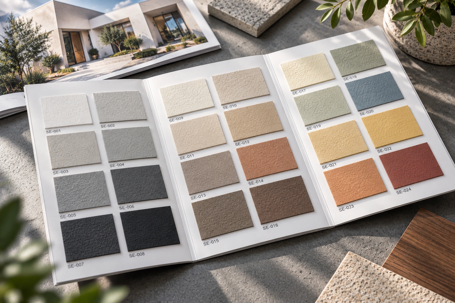 Special Effect Catalogs with textured coating samples and neutral finishes